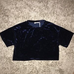 Urban Outfitters Navy Velvet Cropped Top
